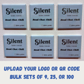 Six square coasters with 'Silent Book Club' branding on a textured surface.