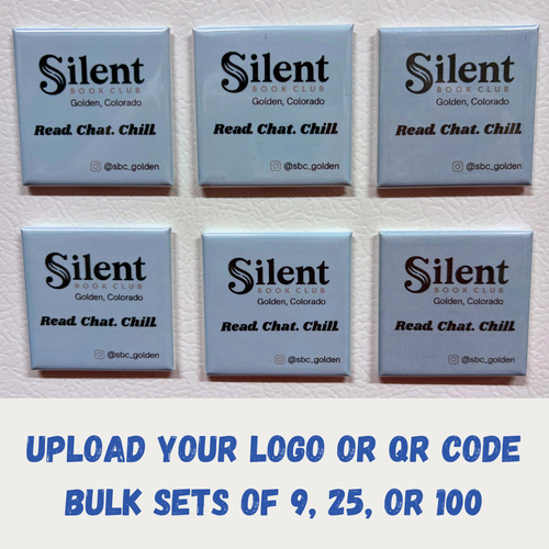 Six square coasters with 'Silent Book Club' branding on a textured surface.